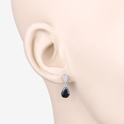 2.76 Carat Genuine Blue Sapphire and White Diamond 10K White Gold Earrings by Bids.com