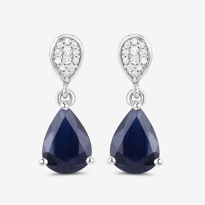 2.76 Carat Genuine Blue Sapphire and White Diamond 10K White Gold Earrings by Bids.com