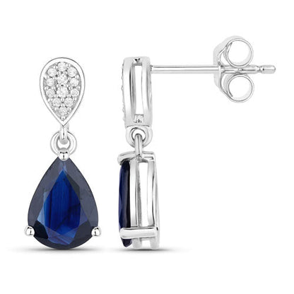 2.76 Carat Genuine Blue Sapphire and White Diamond 10K White Gold Earrings by Bids.com