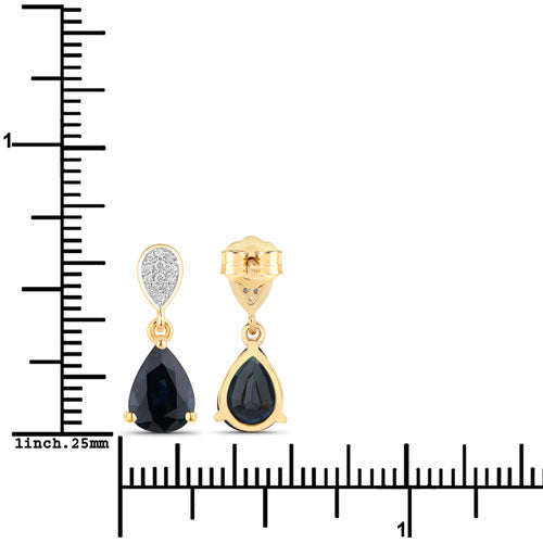 2.76 Carat Genuine Blue Sapphire and White Diamond 10K Yellow Gold Earrings by Bids.com