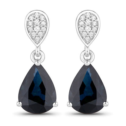 2.76 Carat Genuine Blue Sapphire and White Diamond 14K White Gold Earrings by Bids.com
