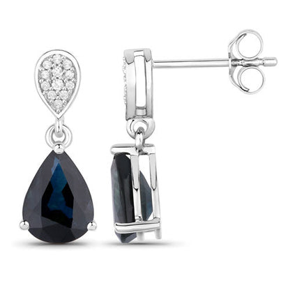 2.76 Carat Genuine Blue Sapphire and White Diamond 14K White Gold Earrings by Bids.com