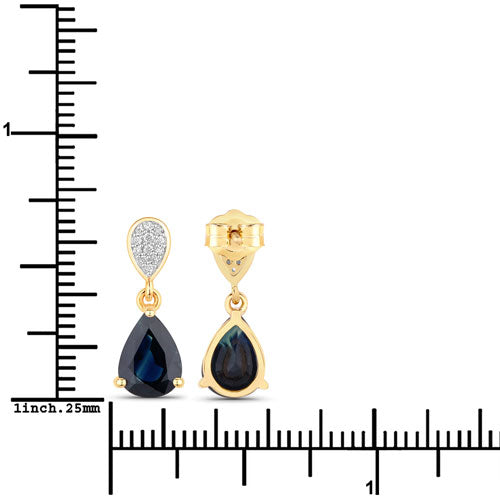 2.76 Carat Genuine Blue Sapphire and White Diamond 14K Yellow Gold Earrings by Bids.com