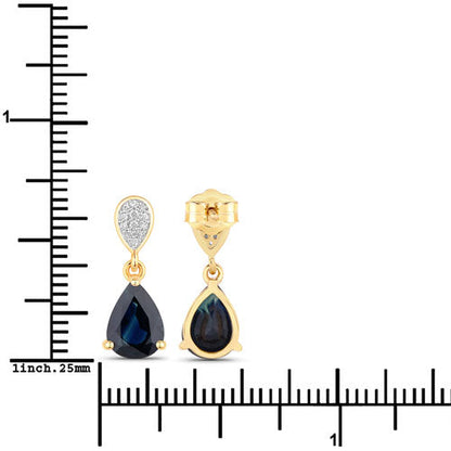2.76 Carat Genuine Blue Sapphire and White Diamond 14K Yellow Gold Earrings by Bids.com