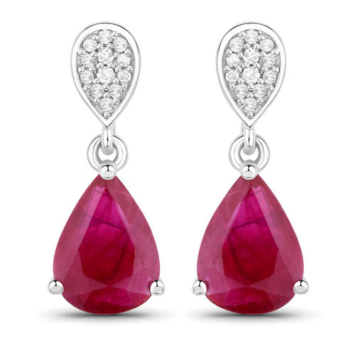 2.46 Carat Genuine Ruby and White Diamond 14K White Gold Earrings by Bids.com