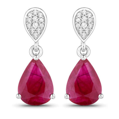 2.46 Carat Genuine Ruby and White Diamond 14K White Gold Earrings by Bids.com
