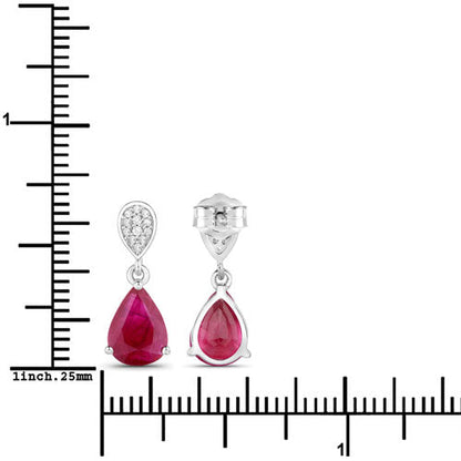 2.46 Carat Genuine Ruby and White Diamond 14K White Gold Earrings by Bids.com