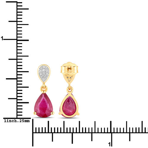 2.46 Carat Genuine Ruby and White Diamond 14K Yellow Gold Earrings by Bids.com