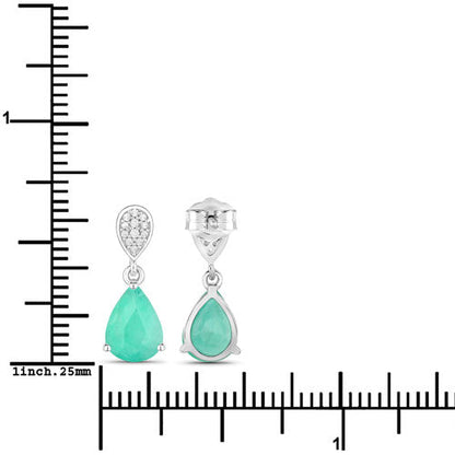 2.28 Carat Genuine Zambian Emerald and White Diamond 10K White Gold Earrings by Bids.com