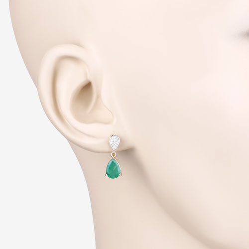 2.28 Carat Genuine Zambian Emerald and White Diamond 10K Yellow Gold Earrings by Bids.com