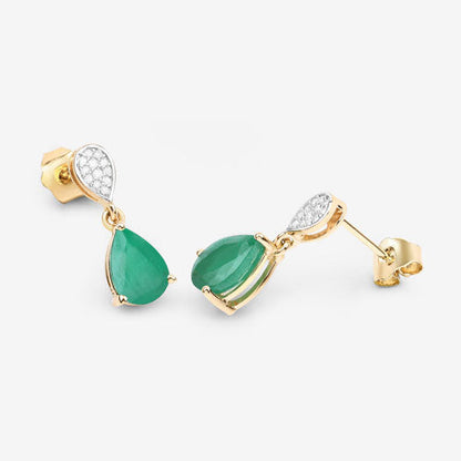 2.28 Carat Genuine Zambian Emerald and White Diamond 10K Yellow Gold Earrings by Bids.com
