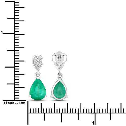 2.28 Carat Genuine Zambian Emerald and White Diamond 14K White Gold Earrings by Bids.com