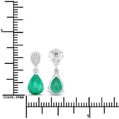 2.28 Carat Genuine Zambian Emerald and White Diamond 14K White Gold Earrings by Bids.com