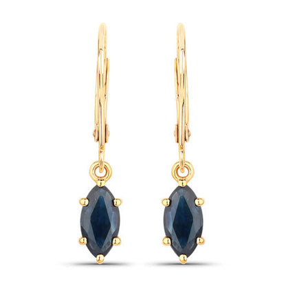 1.20 Carat Genuine Blue Sapphire 10K Yellow Gold Earrings  DestGlow