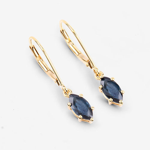 1.20 Carat Genuine Blue Sapphire 10K Yellow Gold Earrings  DestGlow