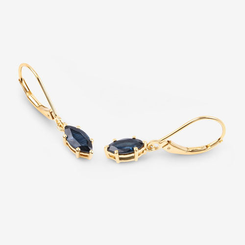 1.20 Carat Genuine Blue Sapphire 10K Yellow Gold Earrings  DestGlow