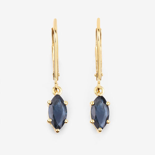 1.20 Carat Genuine Blue Sapphire 10K Yellow Gold Earrings  DestGlow