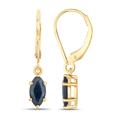 1.20 Carat Genuine Blue Sapphire 10K Yellow Gold Earrings  DestGlow