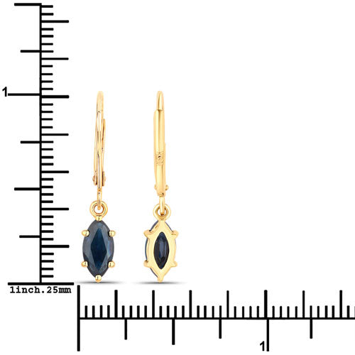 1.20 Carat Genuine Blue Sapphire 10K Yellow Gold Earrings  DestGlow