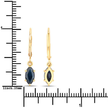 1.20 Carat Genuine Blue Sapphire 10K Yellow Gold Earrings  DestGlow