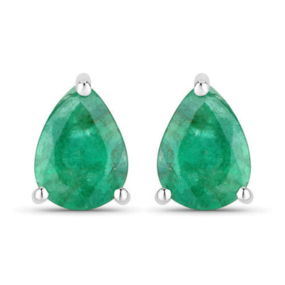 0.70 Carat Genuine Zambian Emerald 10K White Gold Earrings  DestGlow