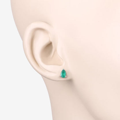 0.70 Carat Genuine Zambian Emerald 10K White Gold Earrings  DestGlow