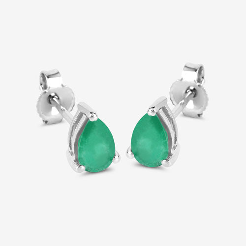 0.70 Carat Genuine Zambian Emerald 10K White Gold Earrings  DestGlow