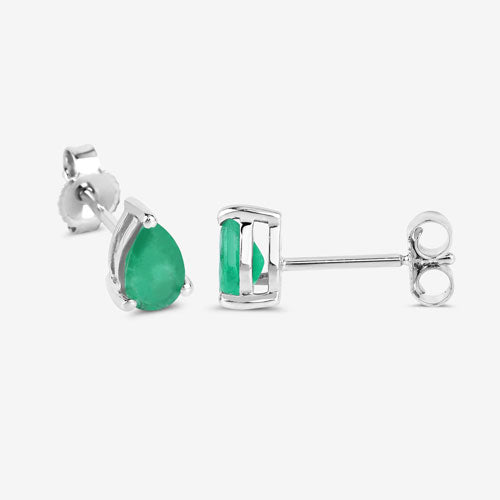 0.70 Carat Genuine Zambian Emerald 10K White Gold Earrings  DestGlow