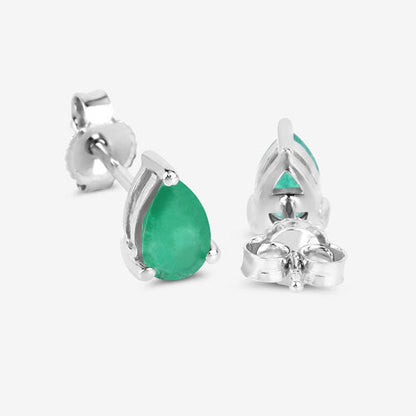 0.70 Carat Genuine Zambian Emerald 10K White Gold Earrings  DestGlow