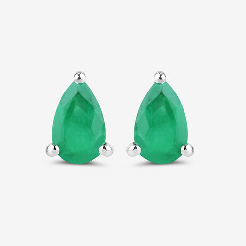 0.70 Carat Genuine Zambian Emerald 10K White Gold Earrings  DestGlow
