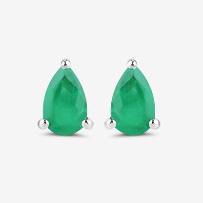 0.70 Carat Genuine Zambian Emerald 10K White Gold Earrings  DestGlow