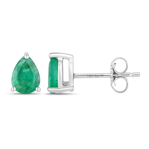 0.70 Carat Genuine Zambian Emerald 10K White Gold Earrings  DestGlow