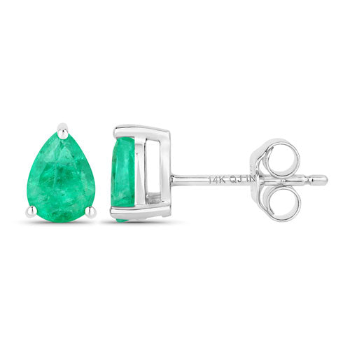 0.70 Carat Genuine Zambian Emerald 14K White Gold Earrings by Bids.com