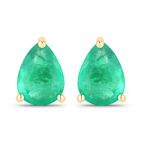 0.70 Carat Genuine Zambian Emerald 14K Yellow Gold Earrings by Bids.com