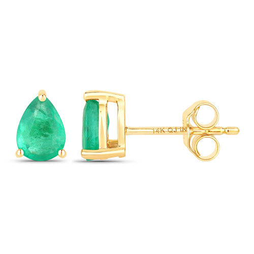 0.70 Carat Genuine Zambian Emerald 14K Yellow Gold Earrings by Bids.com