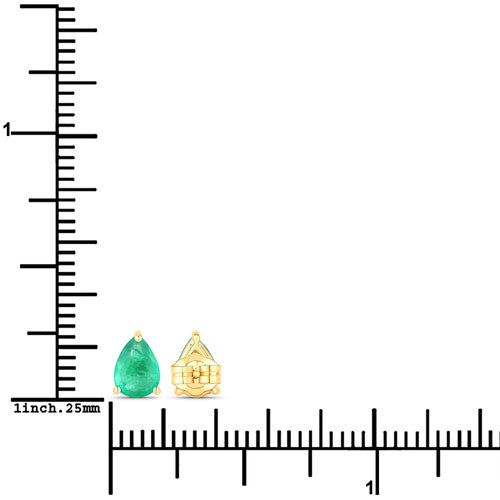 0.70 Carat Genuine Zambian Emerald 14K Yellow Gold Earrings by Bids.com