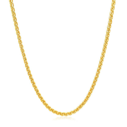 2.1mm 14k Yellow Gold Round Wheat Chain by Bids.com