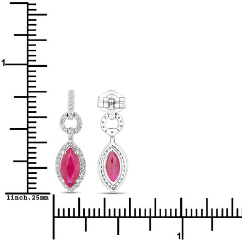 1.23 Carat Genuine Ruby and White Diamond 14K White Gold Earrings by Bids.com