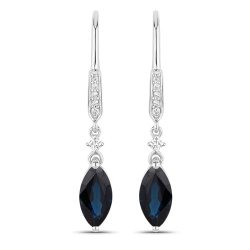 2.73 Carat Genuine Blue Sapphire and White Diamond 14K White Gold Earrings by Bids.com
