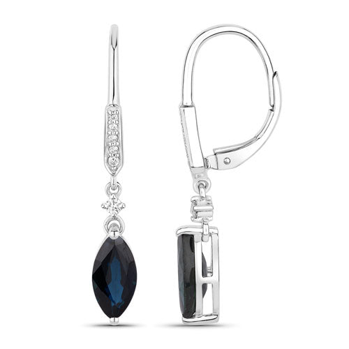 2.73 Carat Genuine Blue Sapphire and White Diamond 14K White Gold Earrings by Bids.com