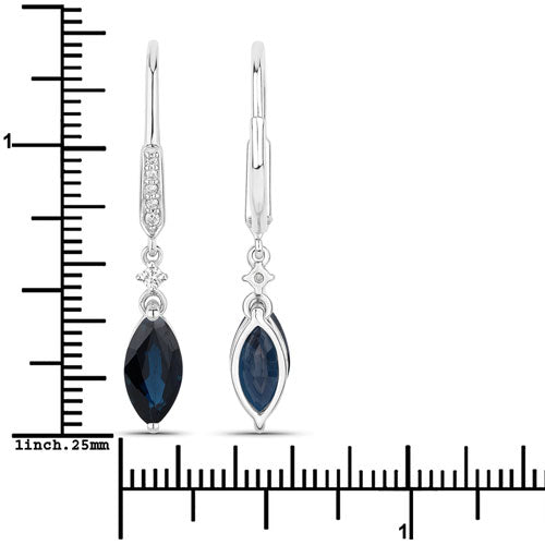 2.73 Carat Genuine Blue Sapphire and White Diamond 14K White Gold Earrings by Bids.com