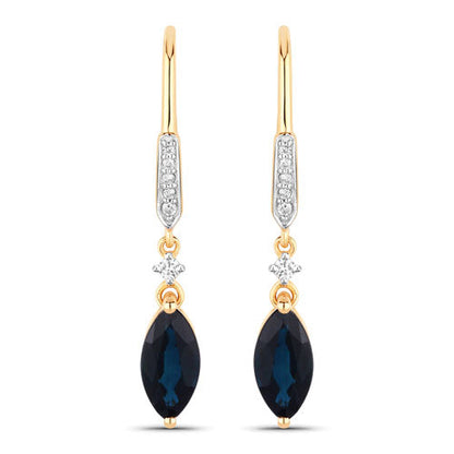 2.73 Carat Genuine Blue Sapphire and White Diamond 14K Yellow Gold Earrings by Bids.com