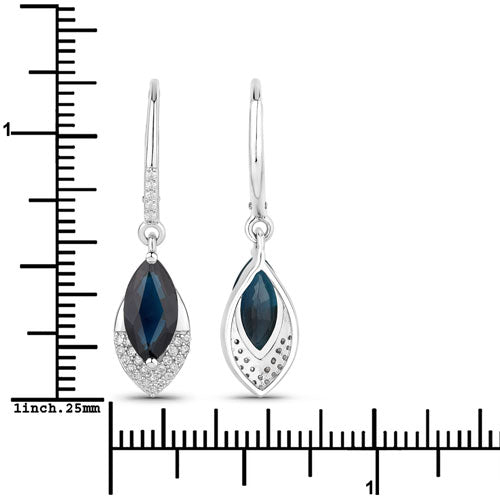 2.79 Carat Genuine Blue Sapphire and White Diamond 14K White Gold Earrings by Bids.com