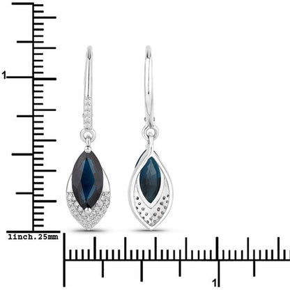 2.79 Carat Genuine Blue Sapphire and White Diamond 14K White Gold Earrings by Bids.com