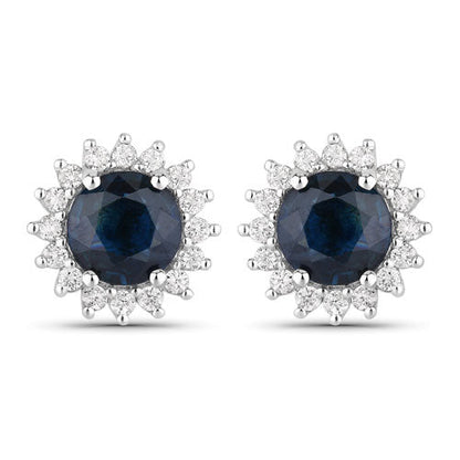 2.38 Carat Genuine Blue Sapphire and White Diamond 14K White Gold Earrings by Bids.com