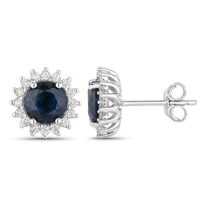 2.38 Carat Genuine Blue Sapphire and White Diamond 14K White Gold Earrings by Bids.com