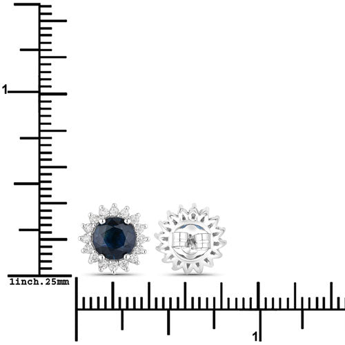 2.38 Carat Genuine Blue Sapphire and White Diamond 14K White Gold Earrings by Bids.com