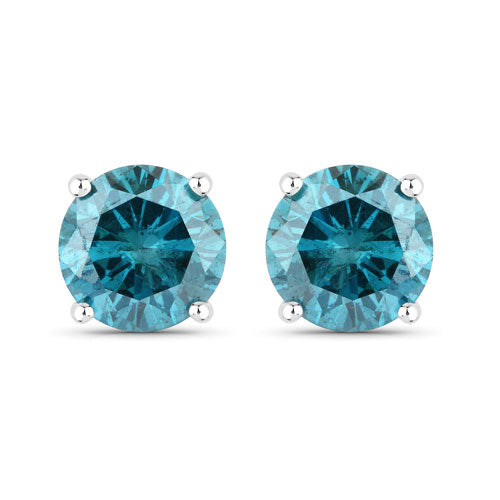 0.81 Carat Genuine Blue Diamond 14K White Gold Earrings by Bids.com