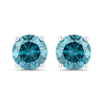 0.81 Carat Genuine Blue Diamond 14K White Gold Earrings by Bids.com