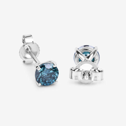 0.81 Carat Genuine Blue Diamond 14K White Gold Earrings by Bids.com